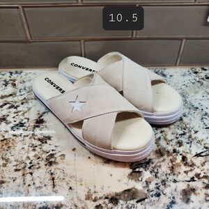 Converse Beige Slide Sandals with Star